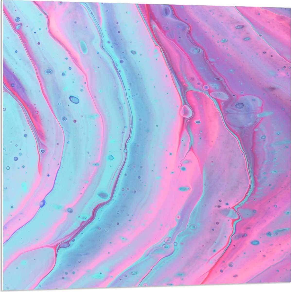 Forex - Roze/Blauwe Verf  - 80x80cm Foto op Forex