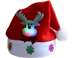 Kerstmuts Met Lichtjes - Rendier - Kids - LED