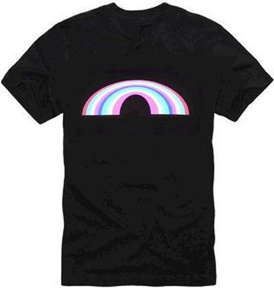 LED T-shirt Equalizer - Zwart - Regenboog - Maat S