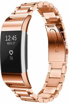 Stalen Smartwatch bandje - Geschikt voor  Fitbit Charge 2 stalen band - rosé goud - Horlogeband / Polsband / Armband