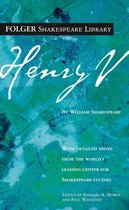 Boekomslag van Henry V door William Shakespeare, met een abstracte blauw-groene gemarmerde achtergrond en witte tekst.