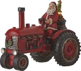 Luville  - Santa on tractor red battery operated - Kersthuisjes & Kerstdorpen