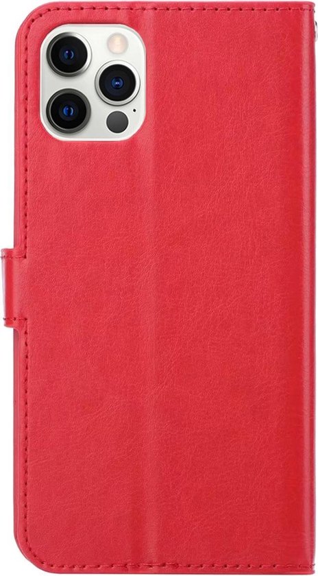 Étui iPhone 12 Pro Max Case Book Case avec protecteur d'écran encoche fermée - rouge