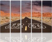 Schilderij , Route 66 , Multikleur ,4 maten , 5 luik , wanddecoratie , Premium print , XXL