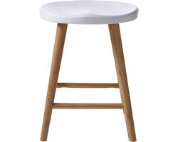 Cinas - Noble Kruk Wit - Duurzaam bamboe - Wit zitvlak - Scandinavisch Design