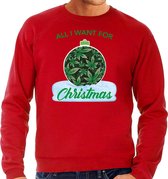 Wiet Kerstbal sweater / Kersttrui All i want for Christmas rood voor heren - Kerstkleding / Christmas outfit XL