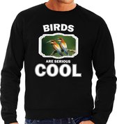 Dieren vogels sweater zwart heren - birds are serious cool trui - cadeau sweater bijeneter vogel/ vogels liefhebber S