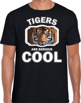 Dieren tijgers t-shirt zwart heren - tigers are serious cool shirt - cadeau t-shirt tijger/ tijgers liefhebber XL