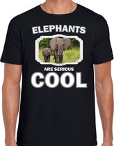 Dieren olifant met kalf t-shirt zwart heren - elephants are serious cool shirt - cadeau t-shirt olifant/ olifanten liefhebber XL