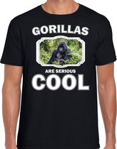 Dieren gorilla apen t-shirt zwart heren - gorillas are serious cool shirt - cadeau t-shirt gorilla/ gorilla apen liefhebber S