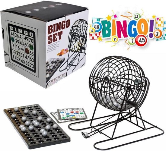 Bingo Spel - Bingomolen - Bingoballen - Bingo kaarten - Fiches - Spelbord - Bingo molen - Metaal - Lotto Kinderspel