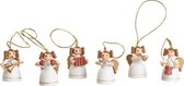 Kerstboomhanger set met 6 ronde engelen | 4,5 cm. hoog