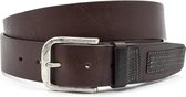 Jeans riem donkerbruin heren 4 cm breed - Bruin  - Echt Leer - Taille: 110cm - Totale lengte riem: 125cm