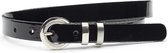 Dames riem zwart lak leer 2 cm breed - Bruin - Casual - Echt Leer - Taille: 105cm - Totale lengte riem: 120cm