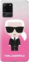 KARL LAGERFELD Iconic Boss Silicone Backcase Hoesje Samsung Galaxy S20 Ultra - Roze Transparant