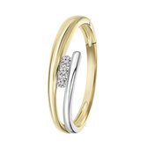 14 Karaat bicolor ring met 3 diamanten 0,06ct