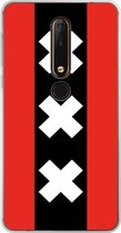 Nokia X6 (2018) Hoesje Transparant TPU Case - Amsterdamse vlag #ffffff