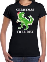 Christmas tree rex Kerst shirt / Kerst t-shirt zwart voor dames - Kerstkleding / Christmas outfit 2XL