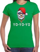 Gangster / rapper Santa fout Kerst shirt / Kerst t-shirt groen voor dames - Kerstkleding / Christmas outfit L