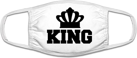 Masque de bouche drôle de King |  Roi | couronne | masque | protection | imprimé | logo | Masque buccal en coton Wit / Zwart , lavable et réutilisable. Adapté aux transports publics