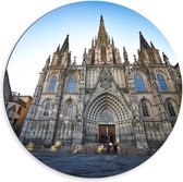 Dibond Wandcirkel - Kathedraal van Barcelona - Spanje - 60x60cm Foto op Aluminium Wandcirkel (met ophangsysteem)