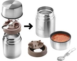 MacGyver Voedselcontainer 600ML - Thermoskan Rvs - Onbreekbaar - 16cm