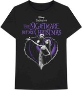 Disney The Nightmare Before Christmas - Purple Heart Heren T-shirt - S - Zwart