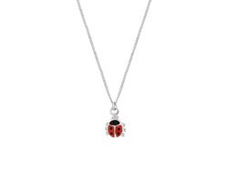foto van Lucardi Kinder Zilveren kinderketting met lieveheersbeestje - Ketting - 925 Zilver - Zilverkleurig - 38 cm