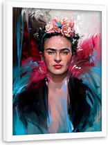 Foto in frame , Frida Kahlo , Kunstschilderes , 70x100cm , multikleur , wanddecoratie