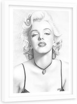 Foto in frame , Marilyn Monroe , Filmster , 80x120cm , zwart wit , Premium print