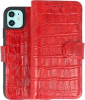 BAOHU Krokodil Handmade Leer Telefoonhoesje - Wallet Case - Portemonnee Hoesje voor iPhone 11 - Rood