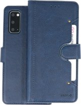 KAIYUE - Luxe Portemonnee Hoesje - Pasjeshouder Telefoonhoesje - Wallet Case - Geschikt voor Samsung Galaxy S20 - Navy