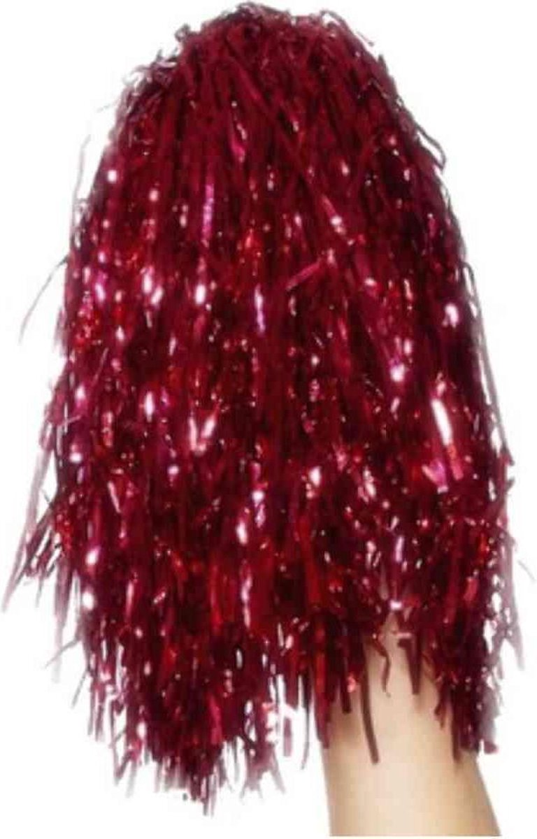 Time4Fun - Pom Poms Metallic Kostuum Accessoire - Rood