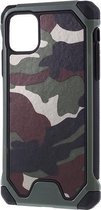 GadgetBay Camouflage Leger Hybride Lederen TPU Polycarbonaat iPhone 11 Hoesje Case - Groen