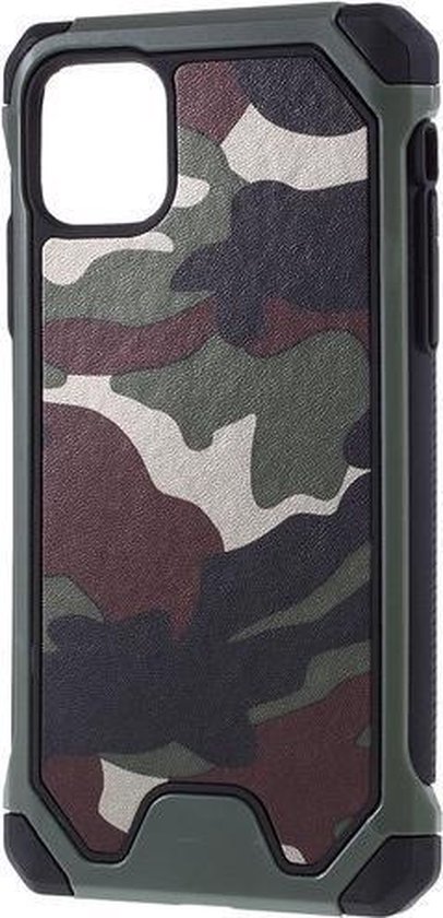 Voorlopige telefoon fluweel GadgetBay Camouflage Leger Hybride Lederen TPU Polycarbonaat iPhone 11  Hoesje Case - Groen | bol.com