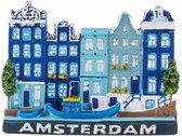 Magneet Grachtenhuisjes Blauw Amsterdam - Souvenir