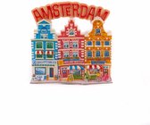 Magneet Polystone 3 Huisjes Amsterdam Rood - Souvenir