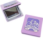 Spiegeldoosje Monocolor Amsterdam Fiets Paars - Souvenir