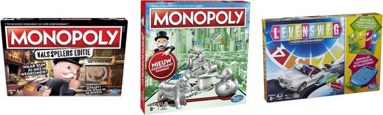 Afbeelding van het spel Spellenbundel - Bordspellen - 3 Stuks - Monopoly Valsspelerseditie & Monopoly Classic & Levensweg Elektronisch Bankieren