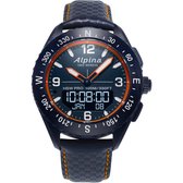 Alpina AlpinerX Smartwatch AL-283LNO5NAQ6L Horloge - Leer - Blauw - Ø 46 mm