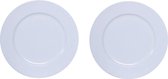 12x Ronde diner/kerstdiner borden/onderborden wit glimmend 33 cm - Onderborden / onderzet borden