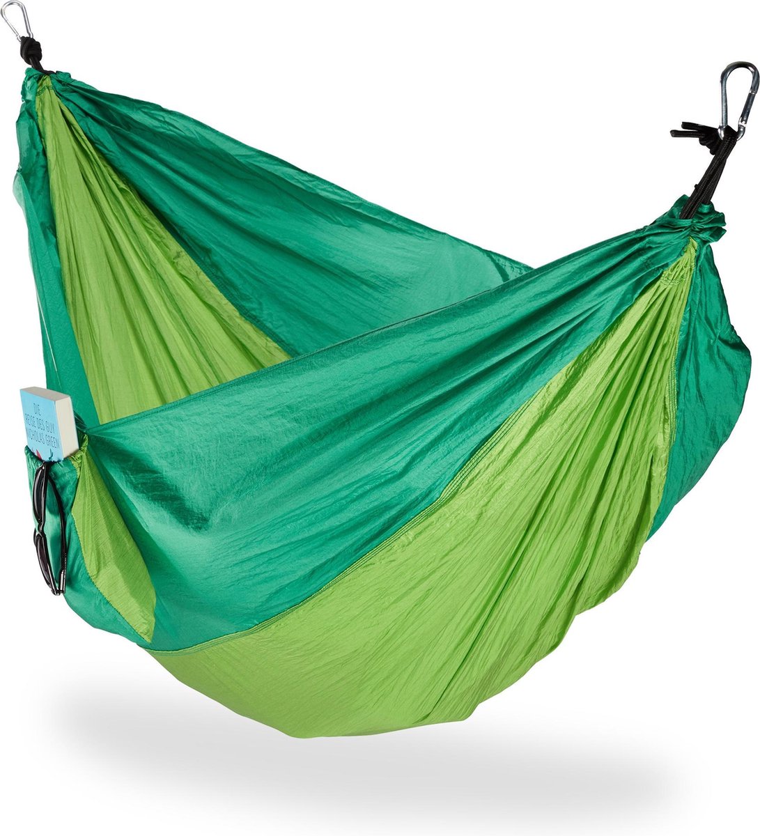 Relaxdays hangmat outdoor XXL hang mat 2 personen extreem licht camping tot 200 kg lichtgroen