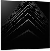 Dibond - Hoek van Gebouw (zwart/wit) - 100x100cm Foto op Aluminium (Met Ophangsysteem)