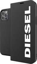 iPhone 12/12 Pro Bookcase hoesje - Diesel - Effen Zwart - Kunstleer