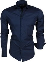 Ferlucci - Heren Overhemd - Slimfit - Stretch  - Napoli - Navy