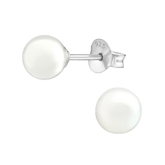 Aramat jewels ® - Pareloorbellen wit parel 925 zilver 6mm