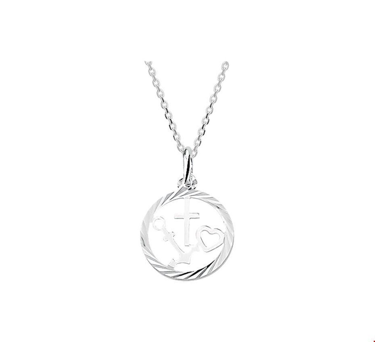 zilver gerhodineerd collier geloof, hoop en liefde 1,3 mm 41 + 4 cm 1322073