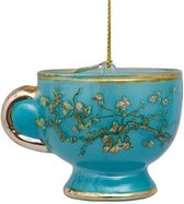 Ornament glass Van Gogh blossom blue teacup H6cm w/box