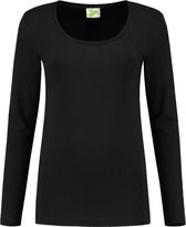 Bodyfit dames shirt lange mouwen/longsleeve zwart - Dameskleding basic shirts S (36)