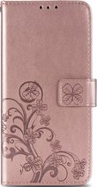 Klavertje Bloemen Booktype Samsung Galaxy S20 FE hoesje - Rosé Goud